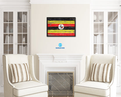 Uganda Country Wood Rustic National Flag Wood Framed Print Wall Art Decor Gifts