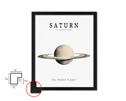 Saturn Planet Prints Watercolor Solar System Wood Framed Paper Print Wall Art Decor Gifts