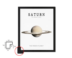 Saturn Planet Prints Watercolor Solar System Wood Framed Paper Print Wall Art Decor Gifts