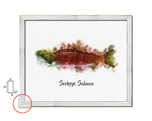 Sockeye Salmon Fish Framed Prints Modern Restaurant Sushi Bar Watercolor Wall Art Decor