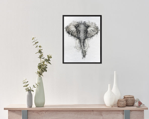 Elephant Animal Painting Print Framed Art Home Wall Decor Gifts