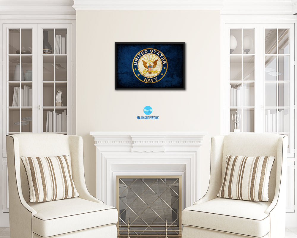 US Navy Seal Vintage Military Flag Framed Print Sign Decor Wall Art Gifts