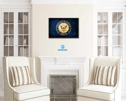 US Navy Seal Vintage Military Flag Framed Print Sign Decor Wall Art Gifts