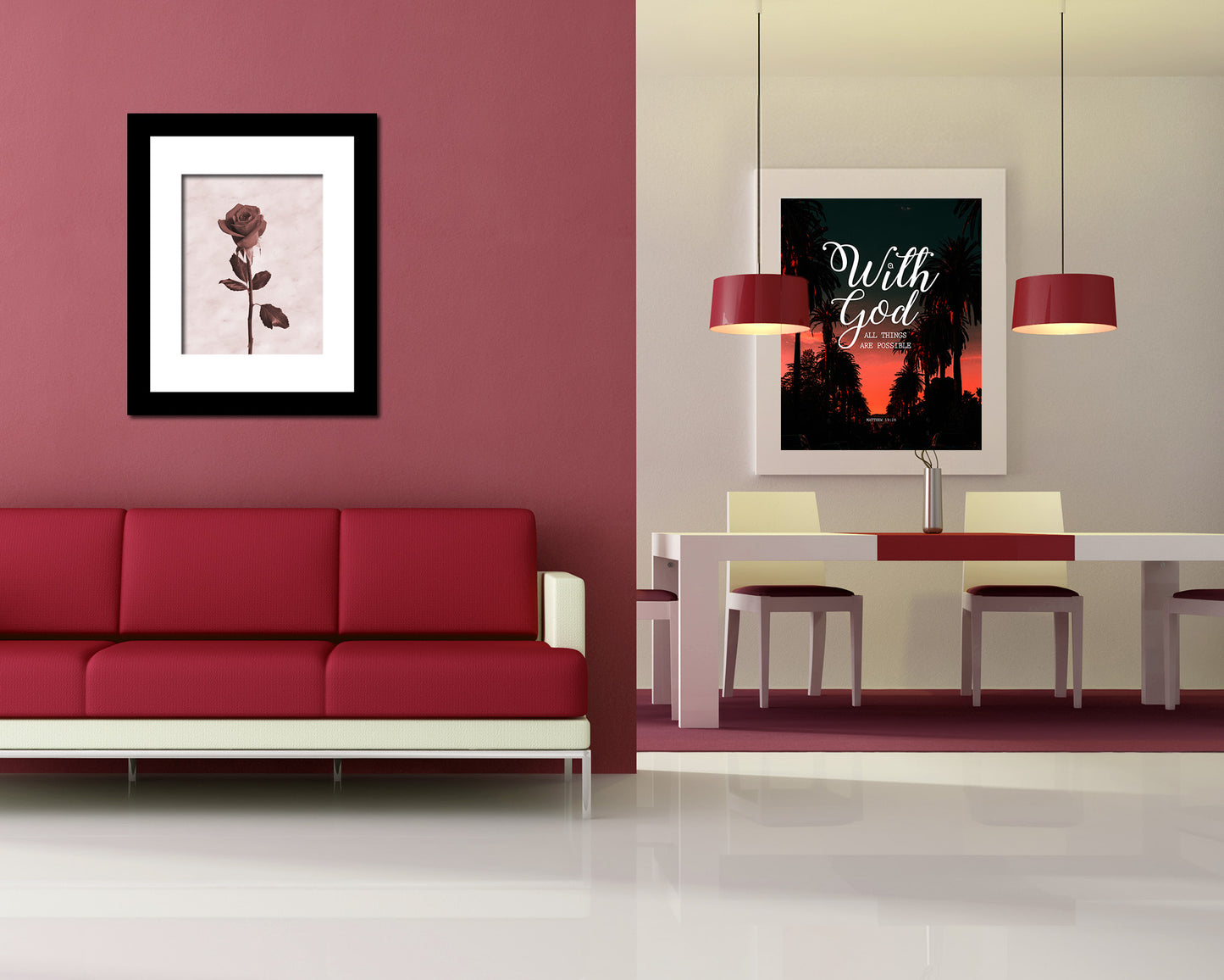 Red Globalrose Sepia Plants Art Wood Framed Print Wall Decor Gifts