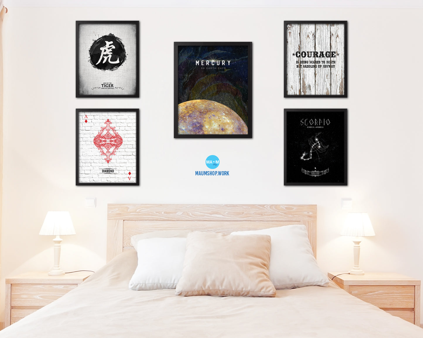 Mercury Planet Prints Length of Year Watercolor Solar System Framed Print Home Decor Wall Art Gifts