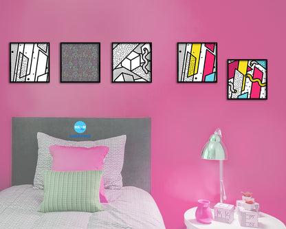 Abstract Line Artwork Wood Frame Gifts Modern Wall Decor Art Prints