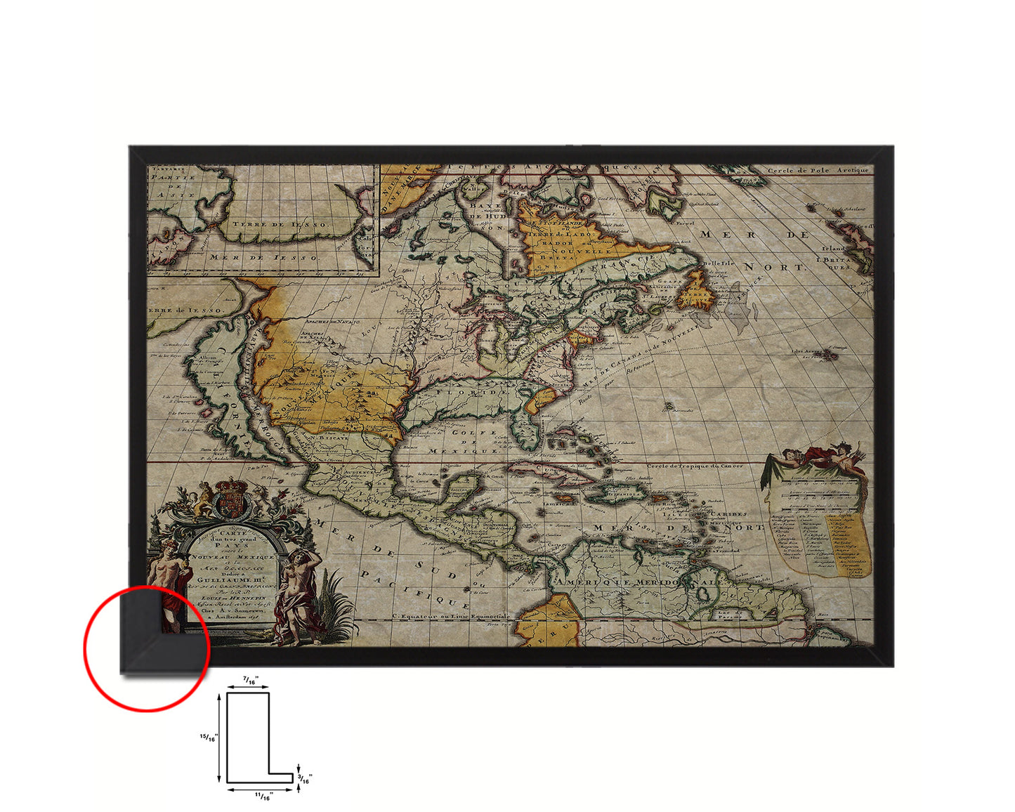 North America Louis Hennepin In Amsterdam 1698 Historical Map Framed Print Art Wall Decor Gifts