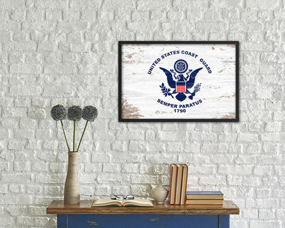 US Coast Guard Shabby Chic Military Flag Framed Print Decor Wall Art Gifts