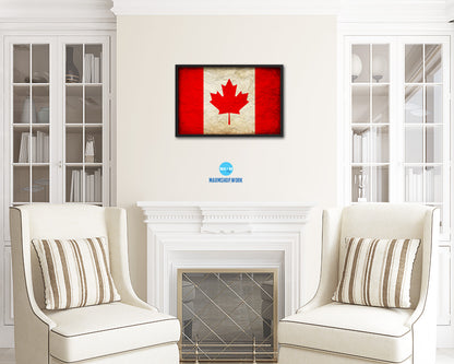 Canada Country Vintage Flag Wood Framed Print Wall Art Decor Gifts