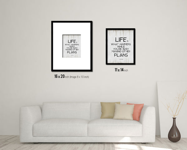 Life is what happens while you're busy Quote Wood Framed Print Wall Decor Art