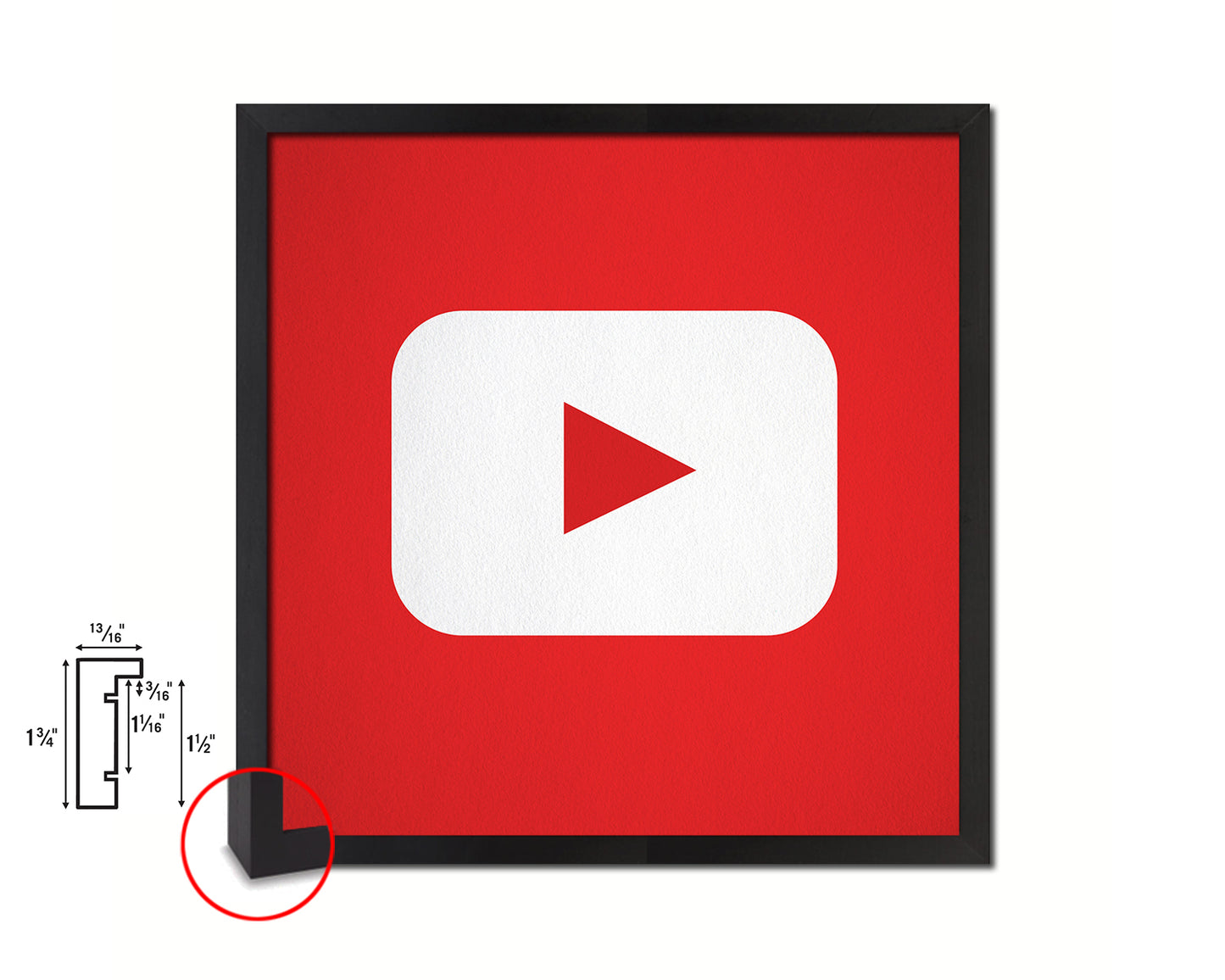 Youtube Social Media Symbol Icons logo Wood Framed Print Home Decor Wall Art Gifts