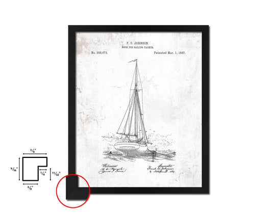 Sailboat Nautical Vintage Patent Artwork Black Frame Print Gifts