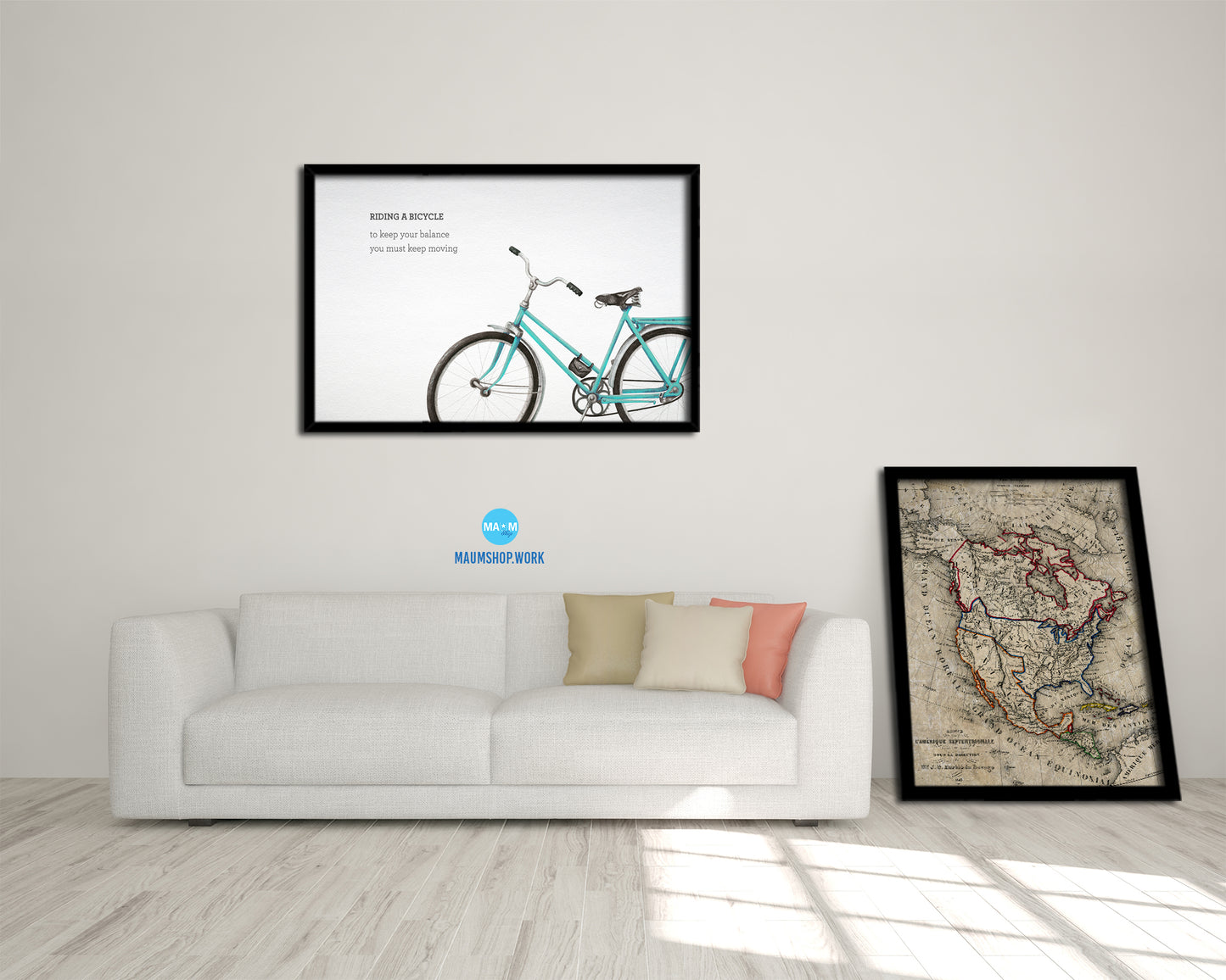 Riding a bicycle to keep your balance you must keep moving Quote Framed Art