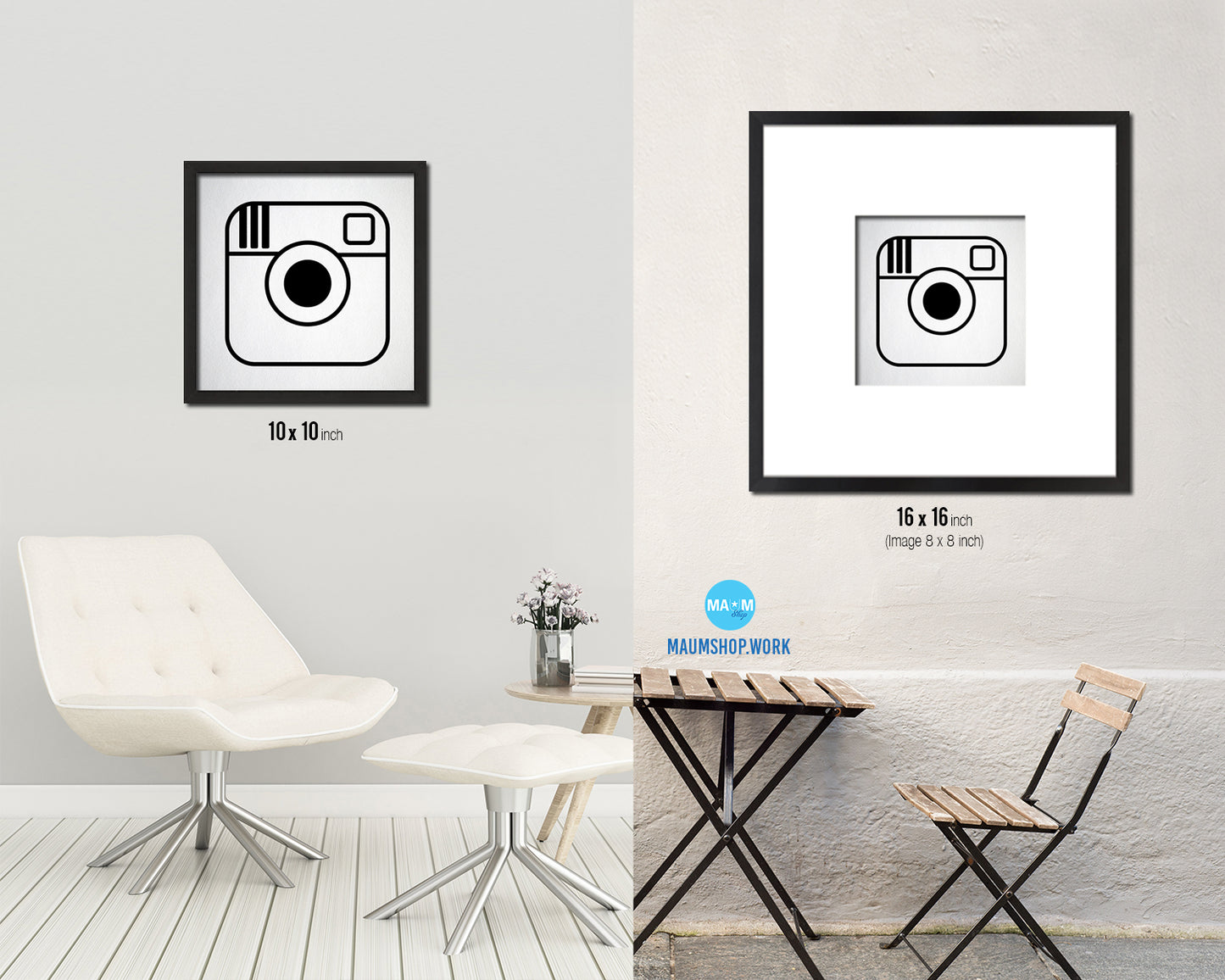 Instagram Social Media Symbol Icons logo Wood Framed Print Home Decor Wall Art Gifts