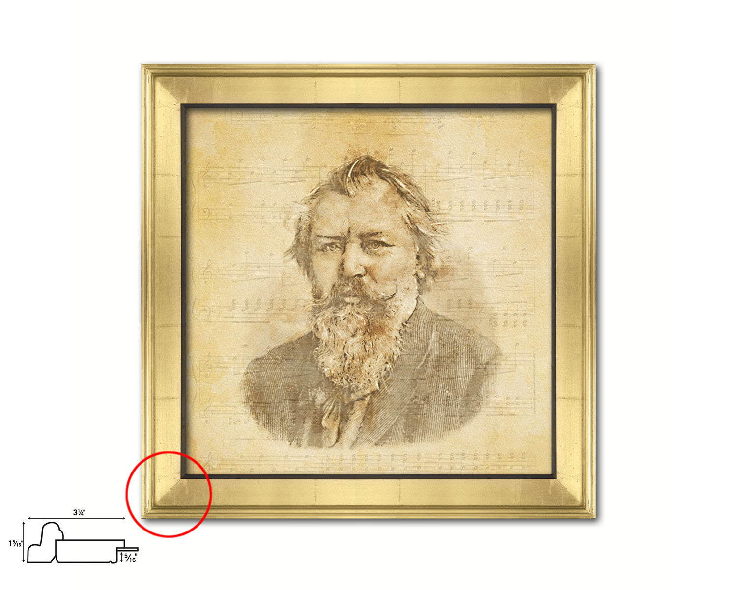 Johannes Brahms Ancient Classical Musician Gold Framed Print Wall Decor Art Gifts