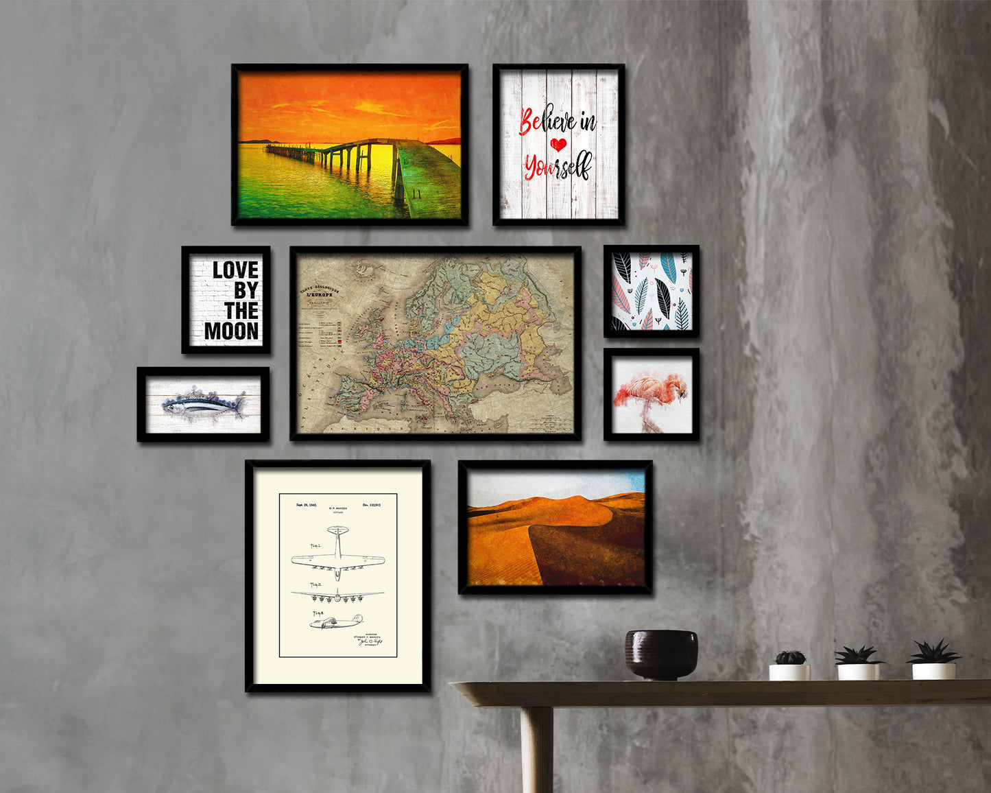 Europe Geological Historical Map Framed Print Art Wall Decor Gifts