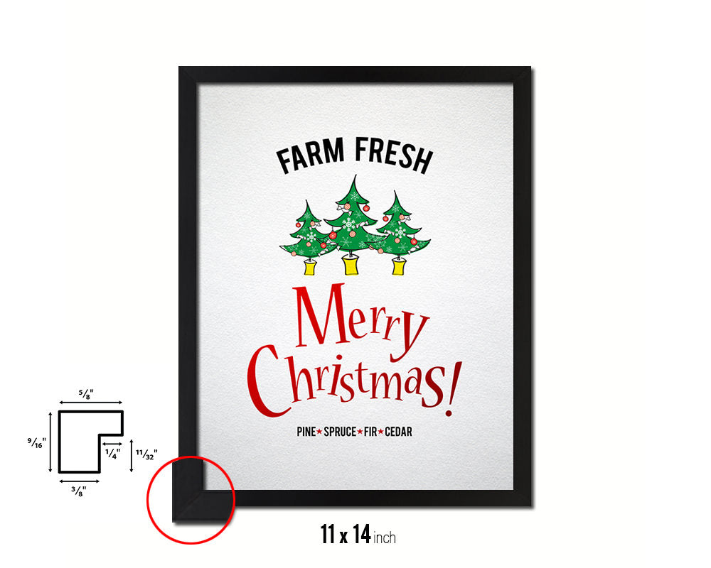 Farm Fresh Merry Christmas Holiday Season Gifts Wood Framed Print Home Decor Wall Art