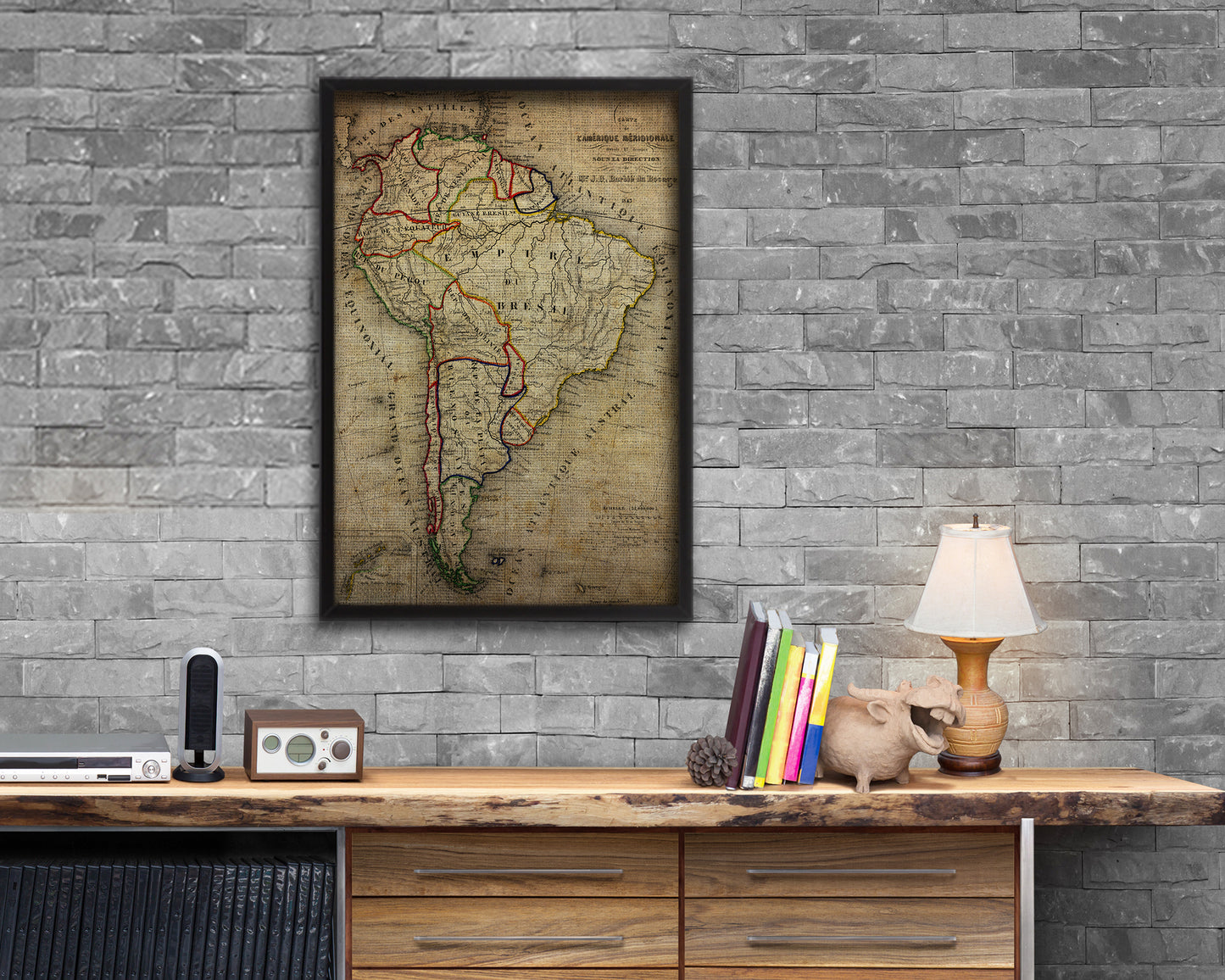 South America 1894 Vintage Map Wood Framed Print Art Wall Decor Gifts