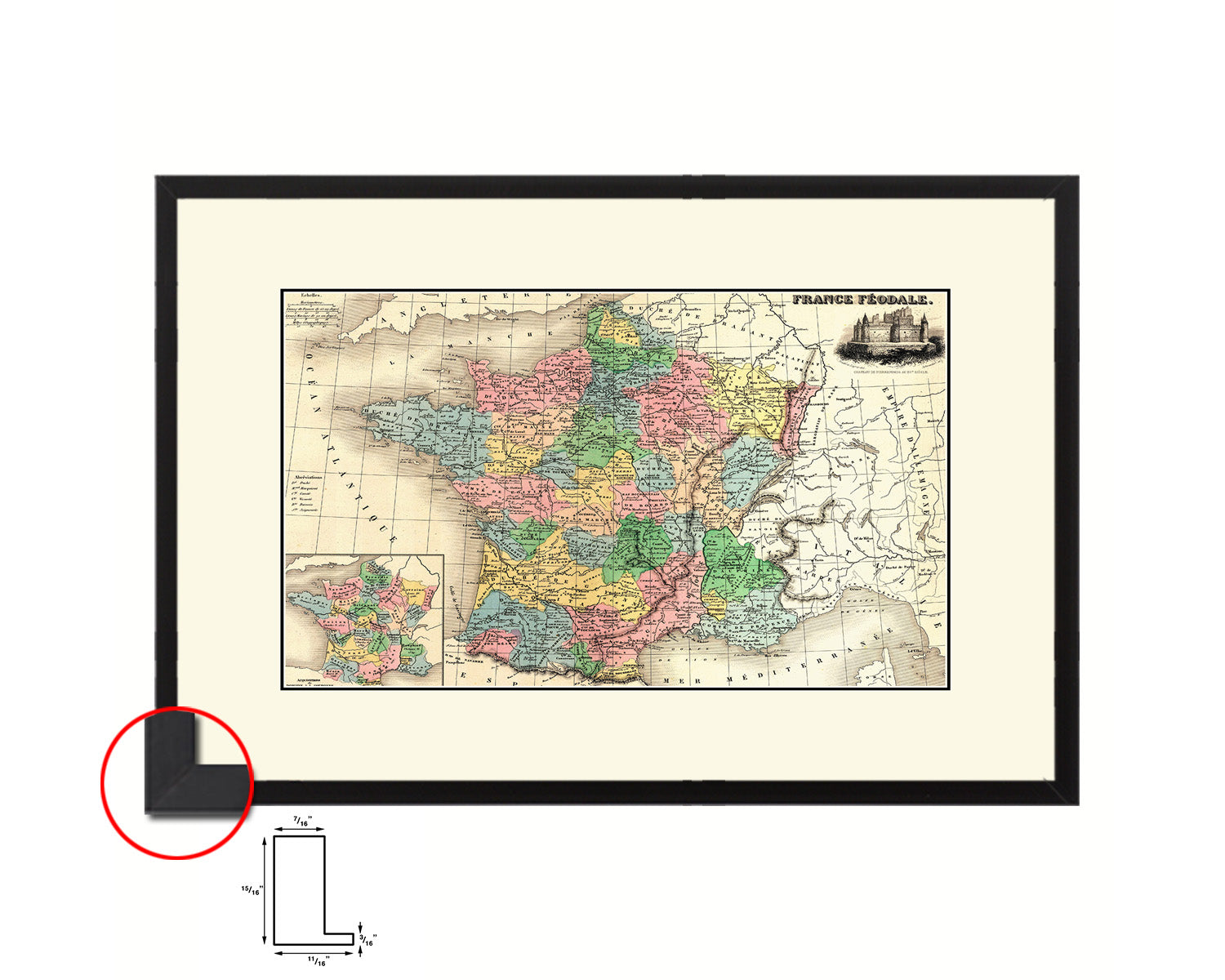 Medieval France Crusades Old Map Framed Print Art Wall Decor Gifts