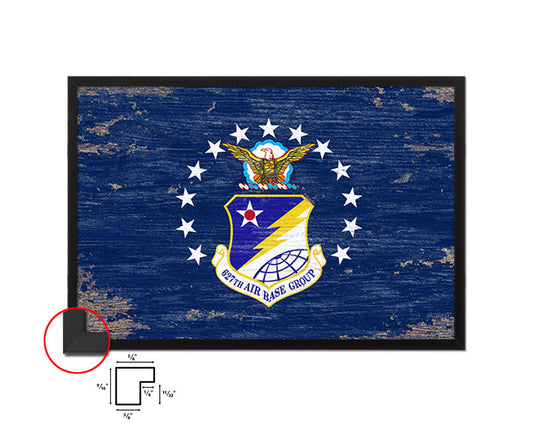 104th Fighter Wing Shabby Chic Emblem Flag Wood Framed Prints Wall Art Decor Gifts