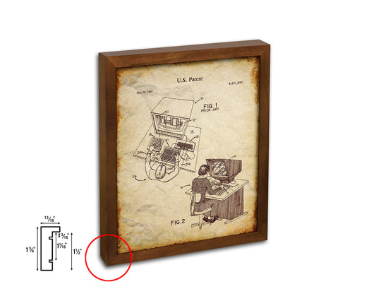 Interactive Aided Design System Computer Vintage Patent Artwork Walnut Frame Gifts