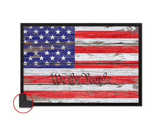 We the People Wood Rustic Flag Wood Framed Print Wall Art Decor Gifts