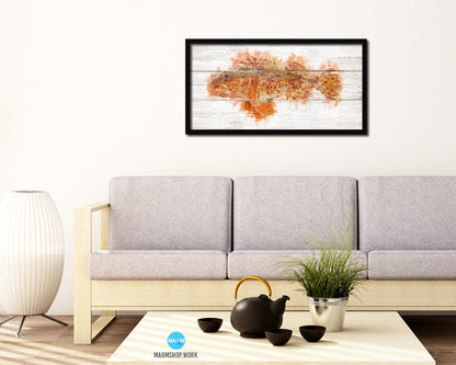 Scorpion Fish Art Wood Framed White Wash Restaurant Sushi Wall Decor Gifts, 10" x 20"