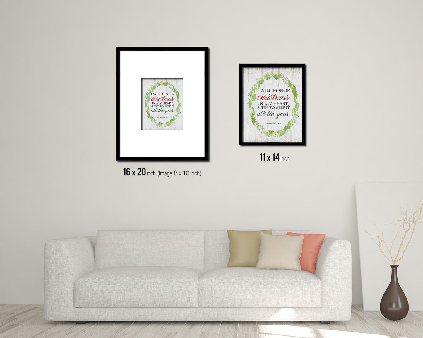 I will honor Christmas in my heart Quote Wood Framed Print Wall Decor Art