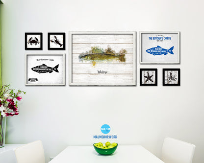 Walleye Fish Framed Prints Modern Restaurant Sushi Bar Watercolor Wall Art Decor