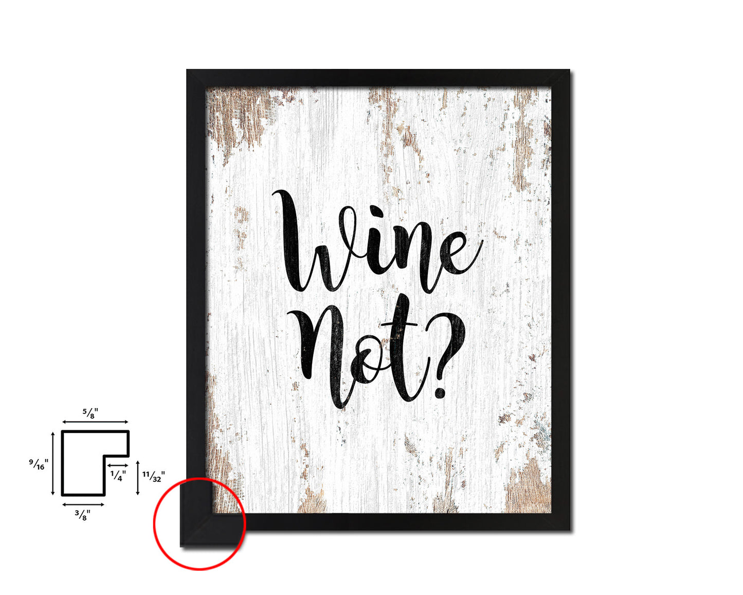 Wine Not? Words Wood Framed Print Wall Decor Art Gifts