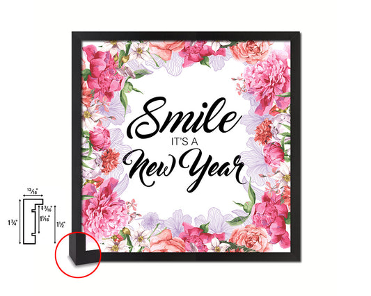 Smile it's a new year Quote Framed Print Home Decor Wall Art Gifts