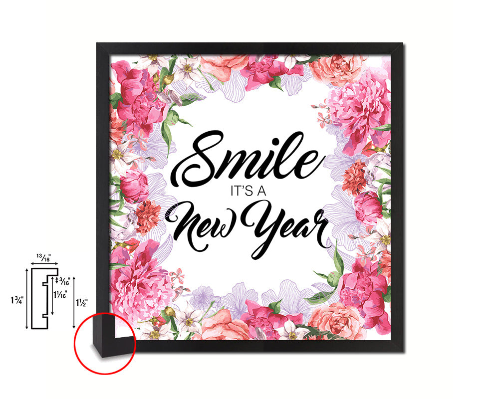 Smile it's a new year Quote Framed Print Home Decor Wall Art Gifts