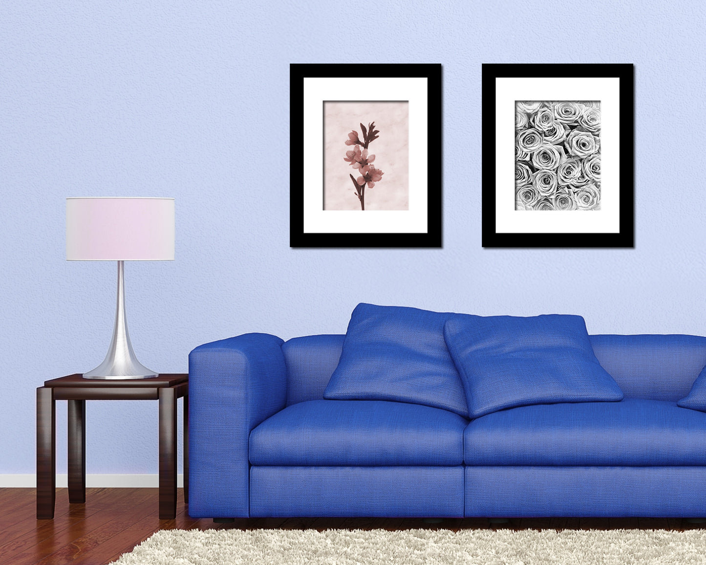 Cherry Blossoms Sepia Plants Art Wood Framed Print Wall Decor Gifts