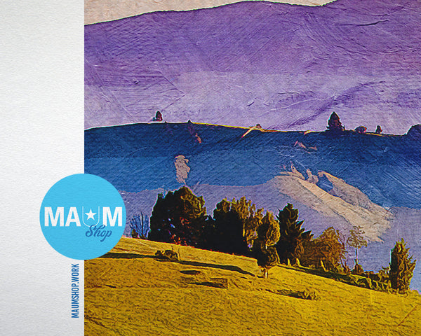 Ukraine Europe Foggy Summer Morning Mountains Carpathia Landscape Painting Print Art