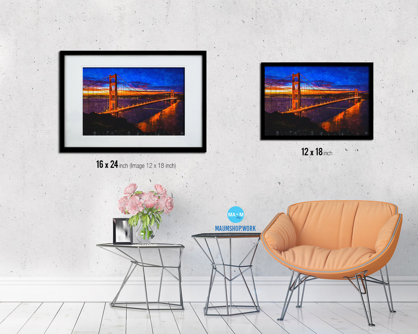 Golden Gate Bridge Landscape Painting Print Art Frame Home Wall Decor Gifts