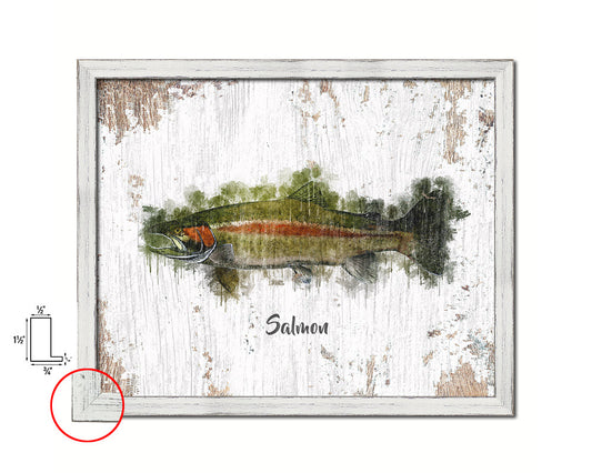 Salmon Fish Framed Prints Modern Restaurant Sushi Bar Watercolor Wall Art Decor