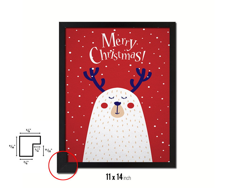 Merry Christmas-Deer Holiday Season Gifts Wood Framed Print Home Decor Wall Art
