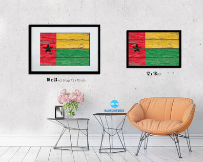 Guinea Bissau Country Wood Rustic National Flag Wood Framed Print Wall Art Decor Gifts