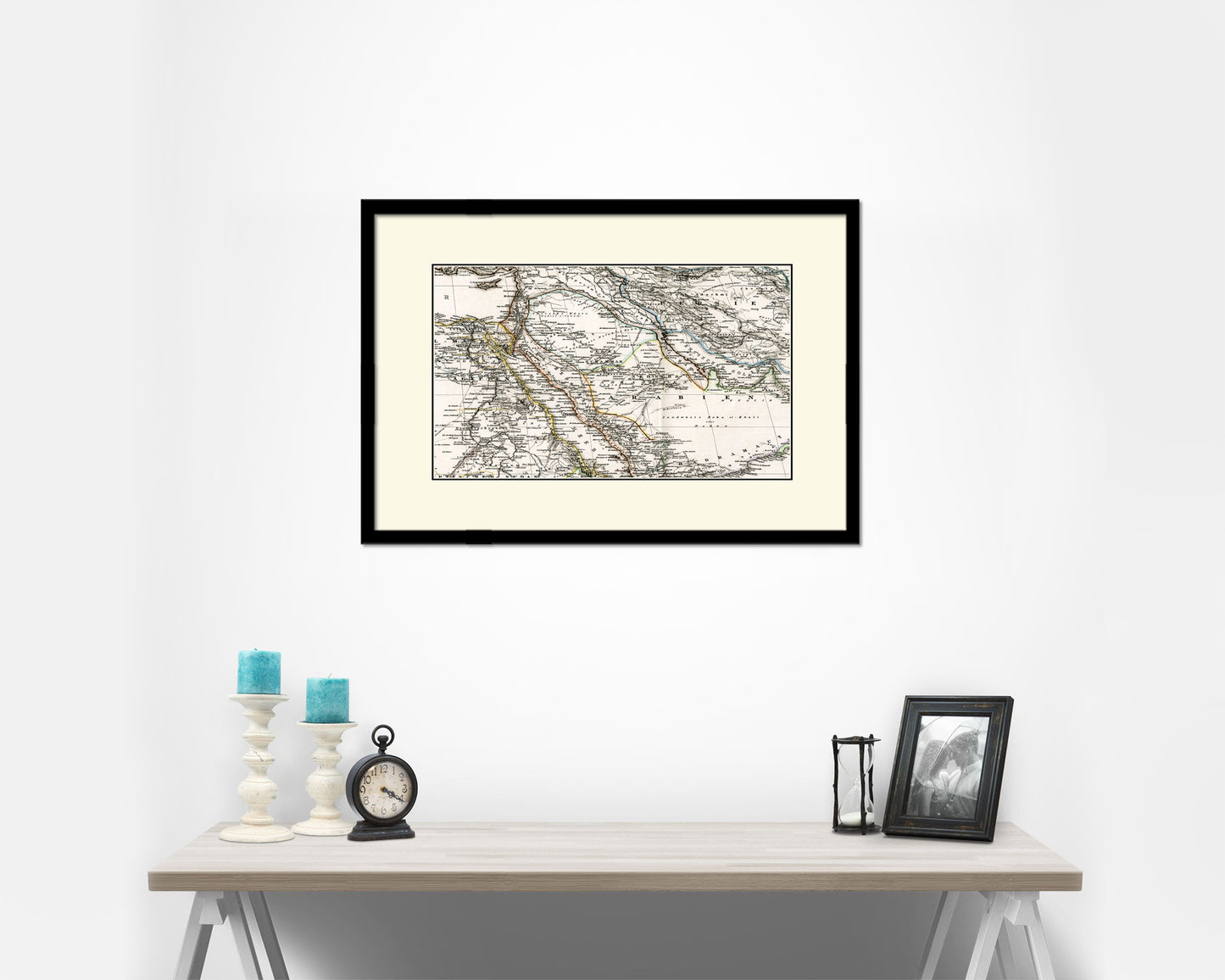 Saudi Arabia Iraq Middle East 1875 Old Map Framed Print Art Wall Decor Gifts