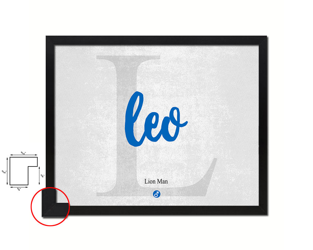 Leo Personalized Biblical Name Plate Art Framed Print Kids Baby Room Wall Decor Gifts
