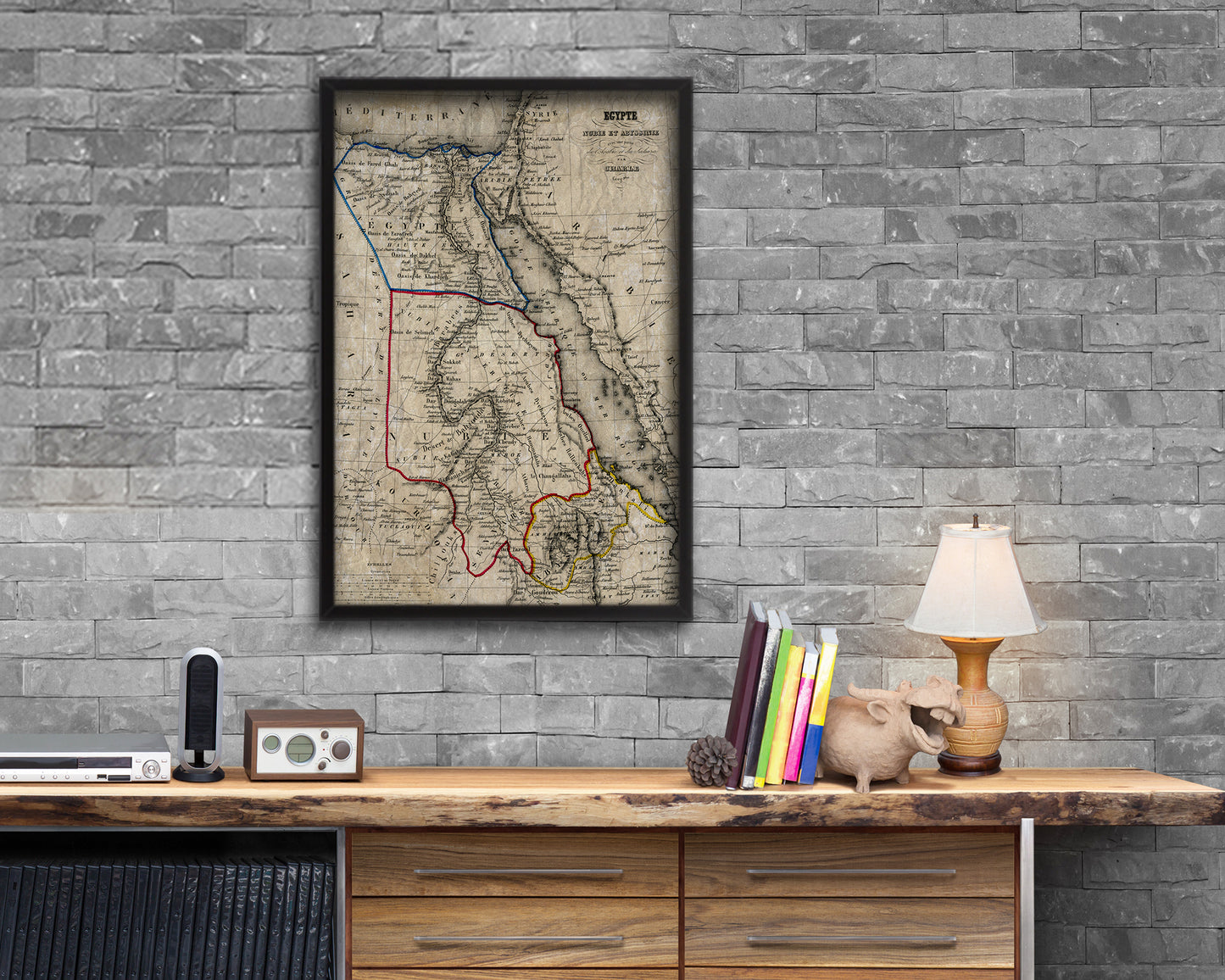 Egypt Nubia Abyssinia Africa Historical Map Wood Framed Print Art Wall Decor Gifts