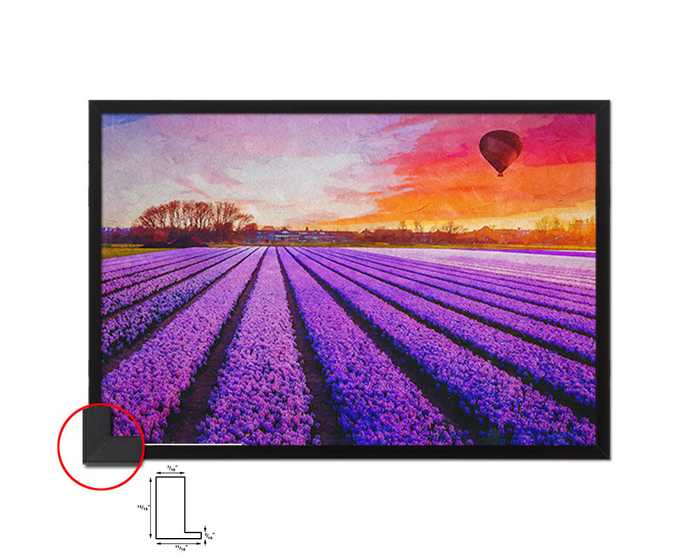 Tulip field of blooming Purple Landscape Painting Print Art Frame Home Wall Decor Gifts