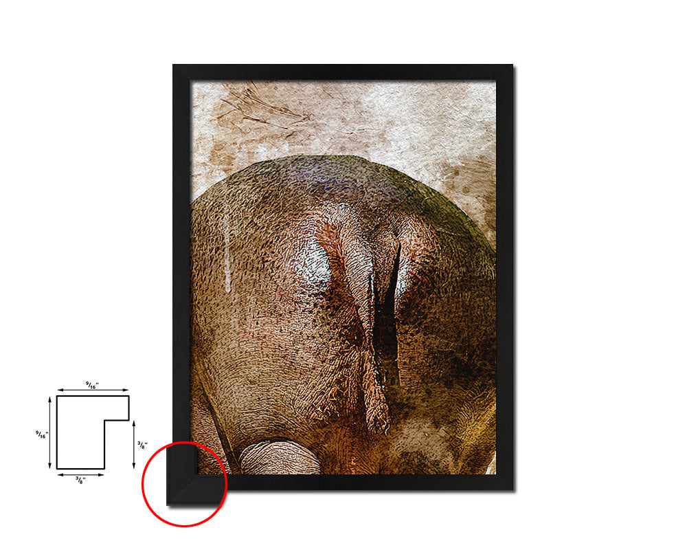 Hippo Butt Animal Painting Print Framed Art Home Wall Decor Gifts