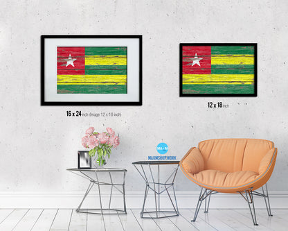 Togo Country Wood Rustic National Flag Wood Framed Print Wall Art Decor Gifts