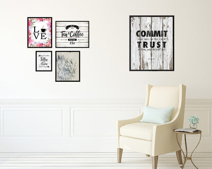 Commit your way to the Lord Quote Wood Framed Print Home Decor Wall Art Gifts