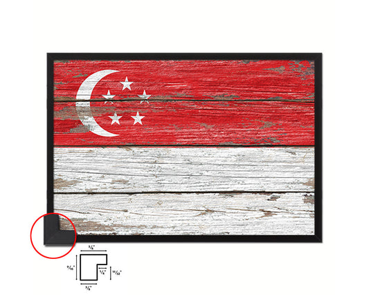 Singapore Country Wood Rustic National Flag Wood Framed Print Wall Art Decor Gifts