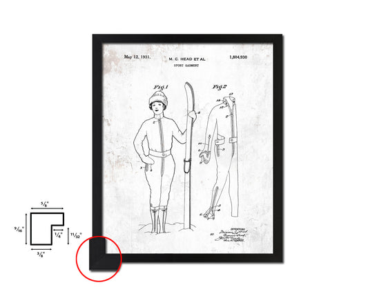 Ski Garment Sports Vintage Patent Artwork Black Frame Print Gifts