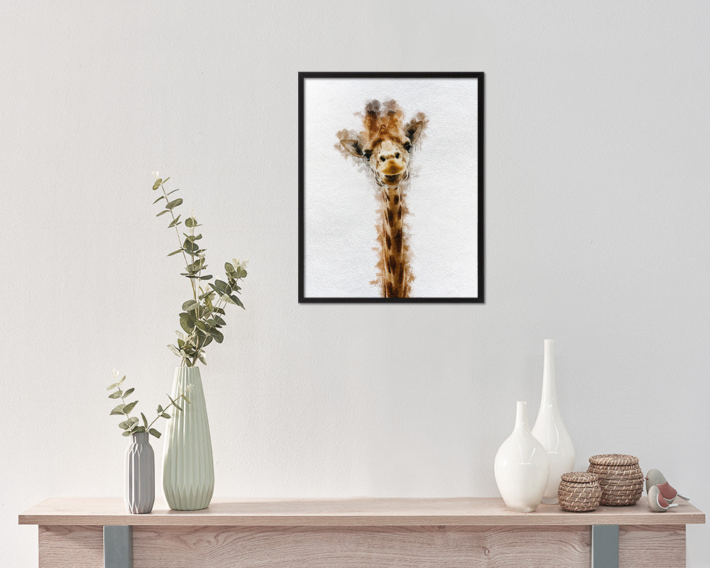 Giraffe Animal Painting Print Framed Art Home Wall Decor Gifts