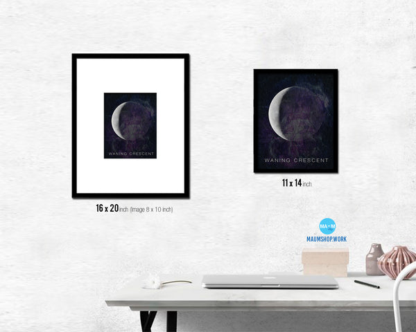 Waning Crescent Lunar Phases Moon Watercolor Nursery Framed Prints Home Decor Wall Art Gifts