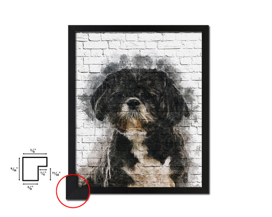 Shih Tzu Dog Puppy Portrait Framed Print Pet Watercolor Wall Decor Art Gifts